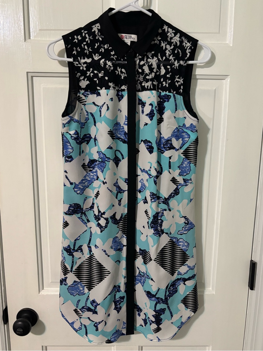 Peter Pilotto Dress Blue Black White Shirtdress Women’s S